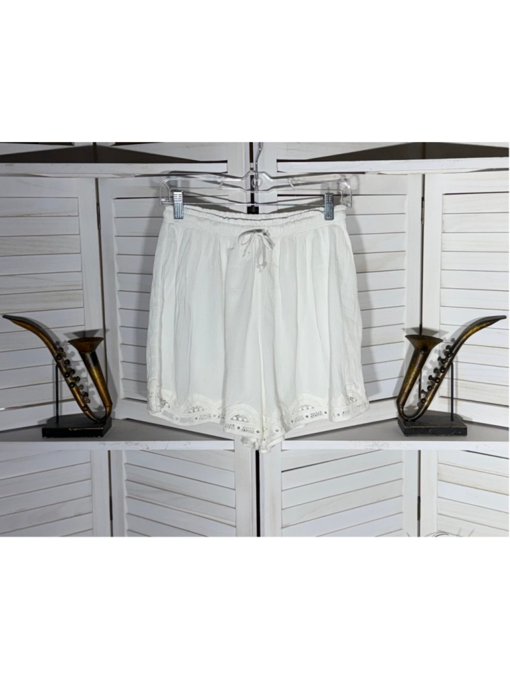 NWOT Aerie white oversized beach shorts cotton lace lightweight coquette coastal